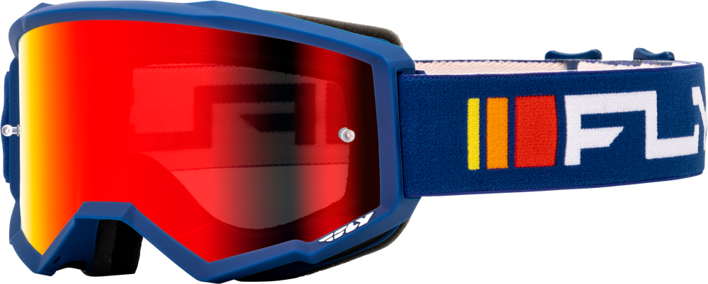 FLY RACING - 37-51521 - ZONE GOGGLE NAVY/WHITE W/ RED MIRROR/SMOKE LENS