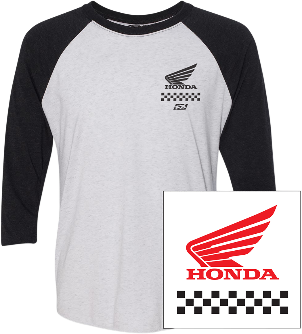 Factory Effex Honda Wing Baseball T-Shirt - White/Black - Large