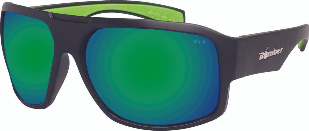 BOMBER - M103-GM - MEGA BOMB EYEWEAR MATTE BLACK W/GREEN MIRROR LENS