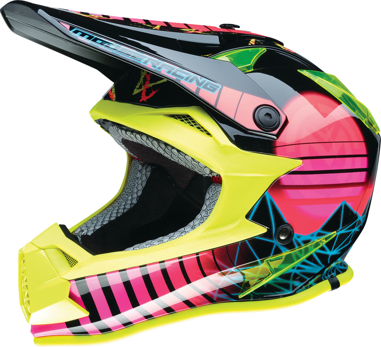 Moose Racing Youth F.I. MIPS® Helmet - Vaporwave Black/Pink/Yellow