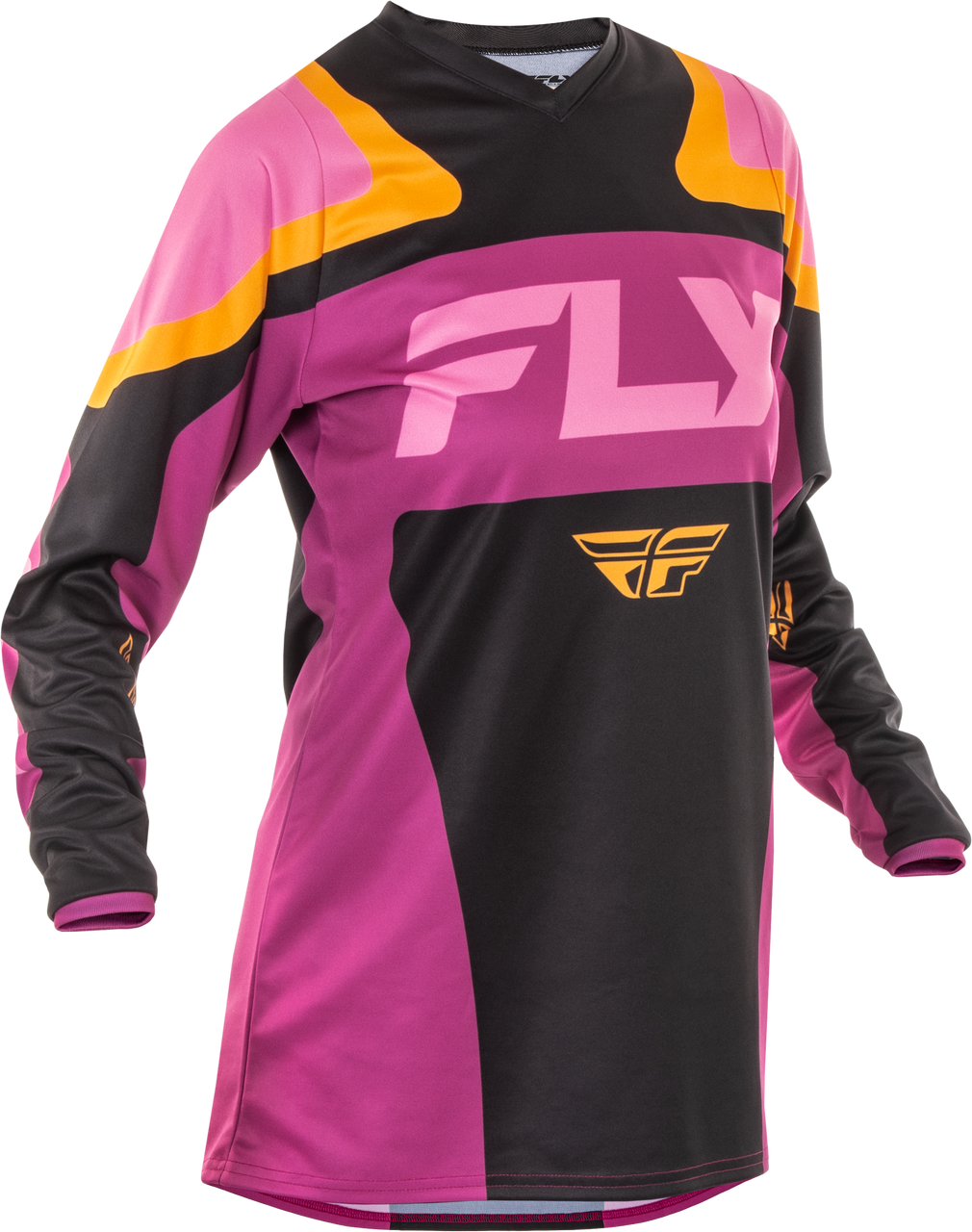 FLY Racing 2025 Womens F-16 Jersey Black/Mauve/Yellow