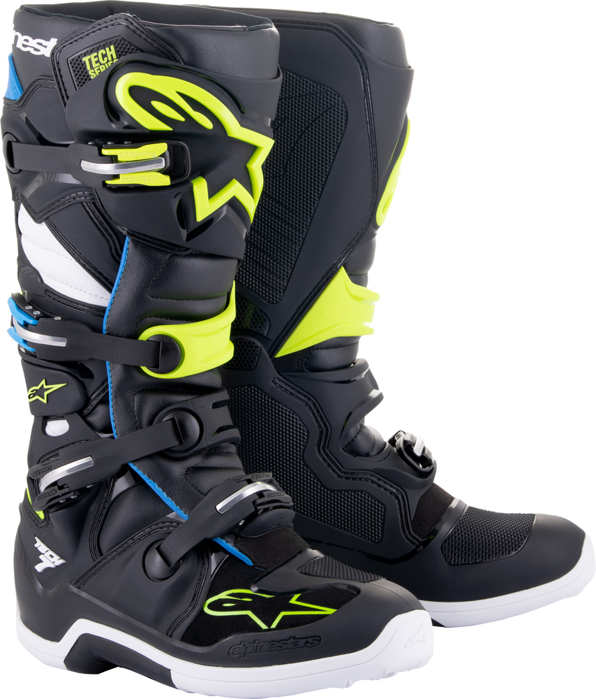 Alpinestars Tech 7 Boots - Black/Blue/Yellow Fluorescent