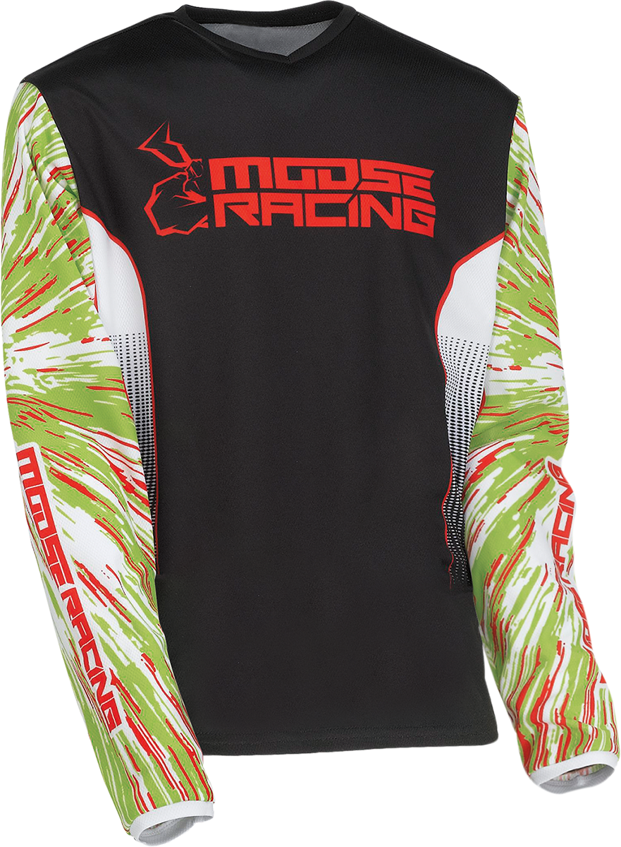 Moose Racing Youth Agroid Jersey Green/Red/Black