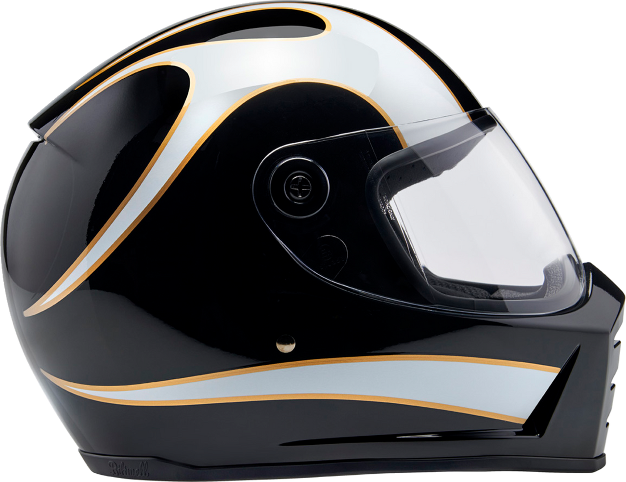 Biltwell Lane Splitter Full Face Helmet Gloss Black/White Flames