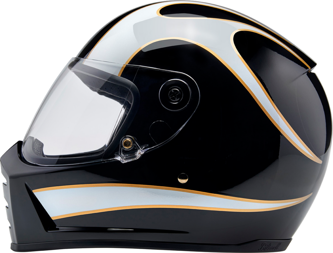 Biltwell Lane Splitter Full Face Helmet Gloss Black/White Flames