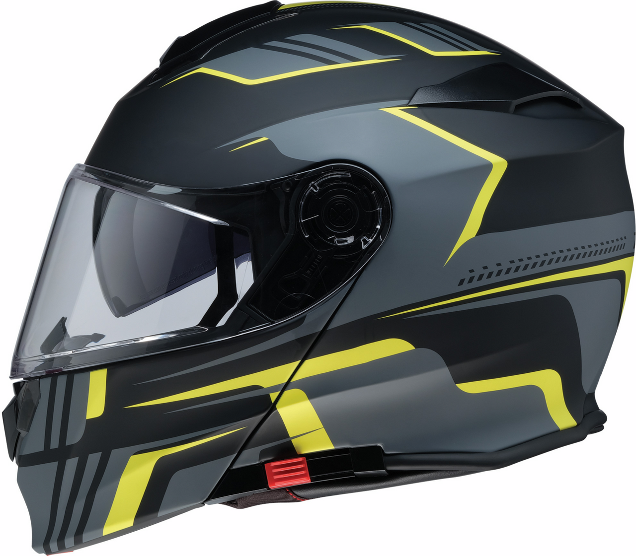 black motorcycle helmet with yellow stripe Z1R Solaris 2.0 Slater Modular Helmet Black/Yellow