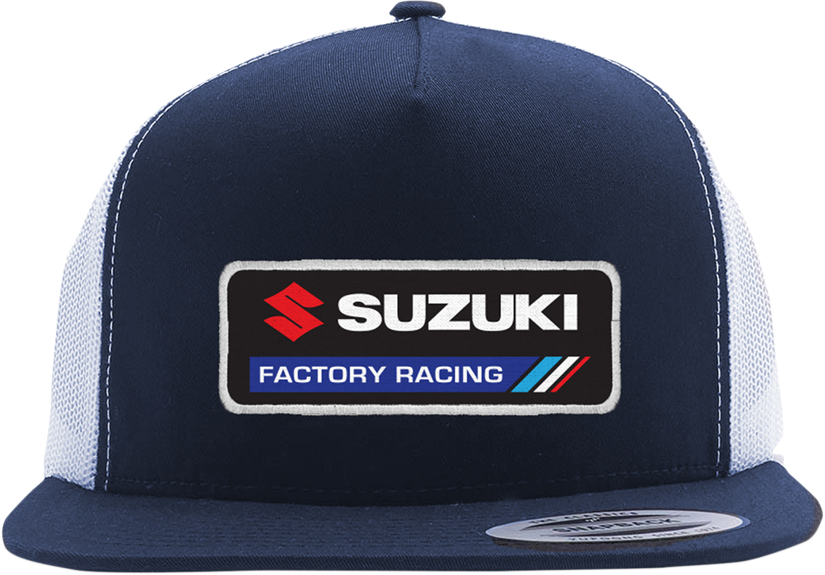 Factory Effex Suzuki Factory Snapback Hat Navy-White Mesh