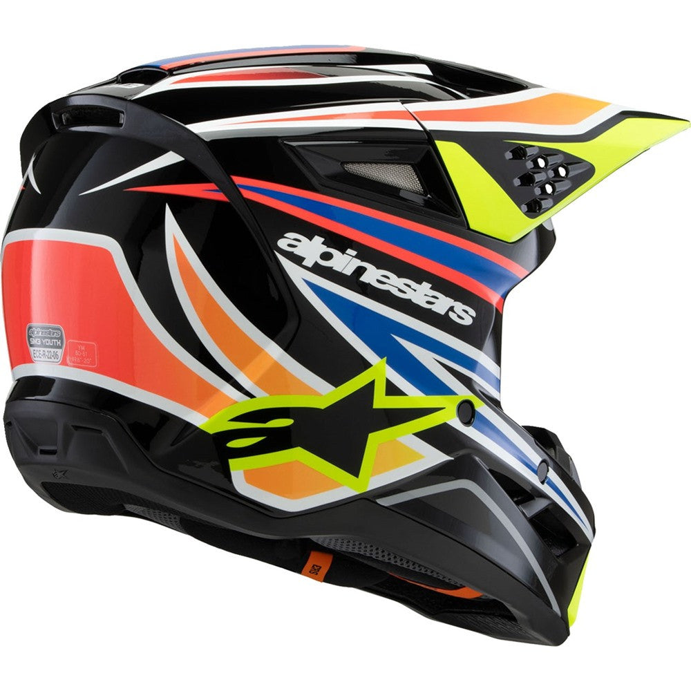 Alpinestars Youth Supertech SM3 Helmet Wurx Black/Yellow Fluo/Blue/Red Gloss