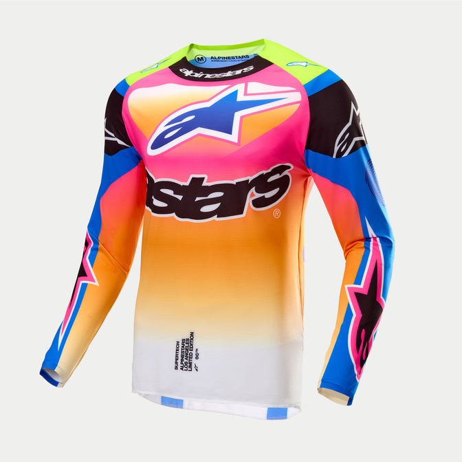 Alpinestars Limited Edition Supertech LE Coast Jersey - White/Dark Blue/Pink Fluo