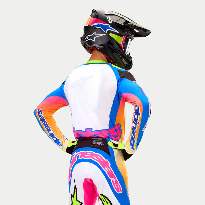 Alpinestars Limited Edition Supertech LE Coast Jersey - White/Dark Blue/Pink Fluo