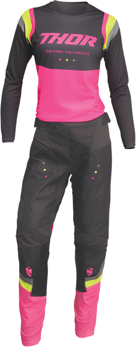 Thor 2024 Womens Pulse Rev Jersey Pant Combo Charcoal/Flo Pink