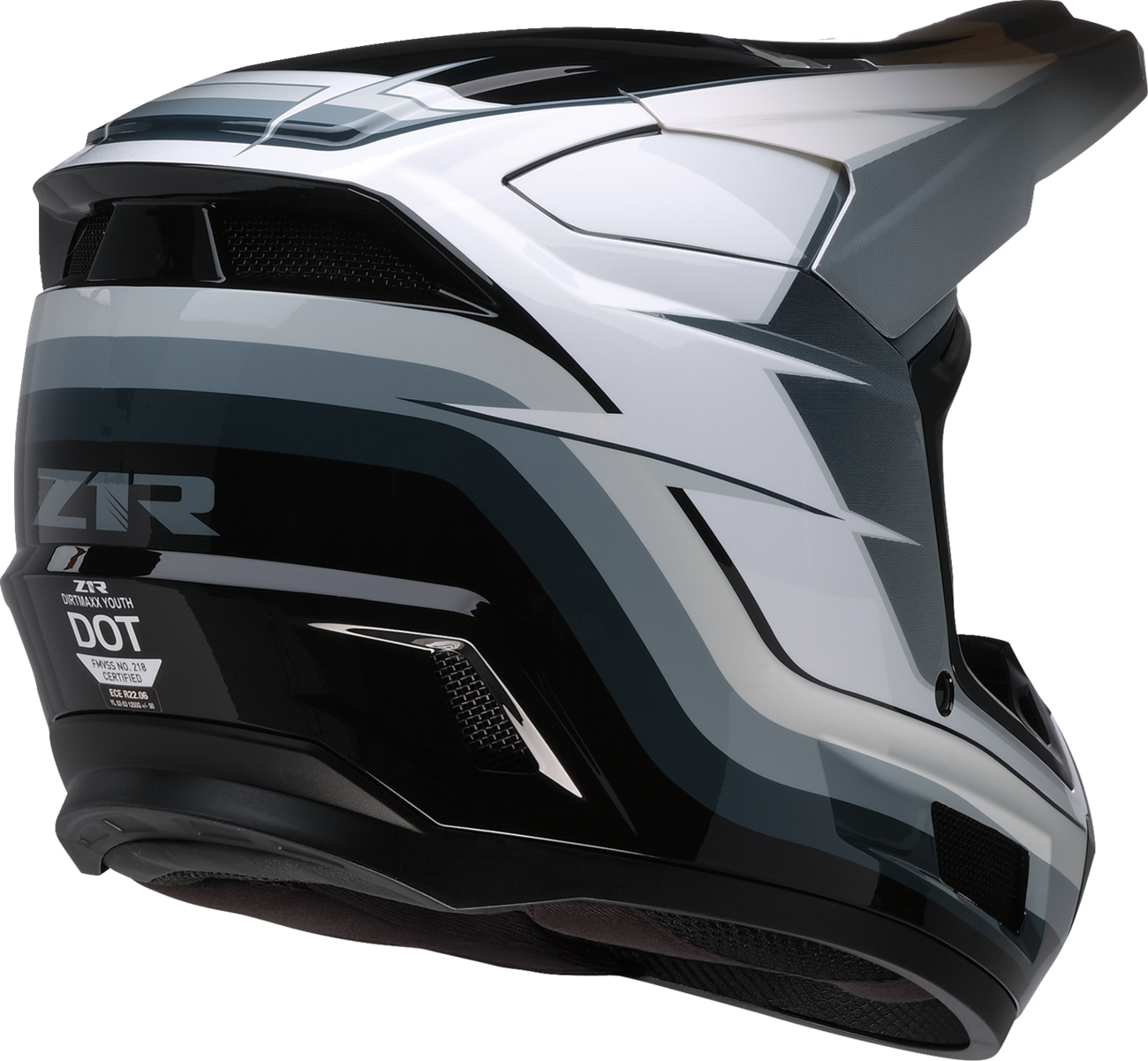 Z1R Youth Dirt Maxx Offroad Helmet Vortex Black/White/Gray