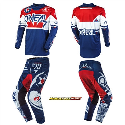 Oneal 2023 Element Warhawk Jersey Pants Package - Red/White/Blue