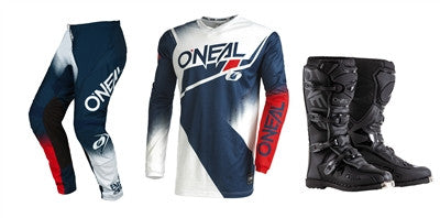 O'NEAL 2022 Element Racewear Blue/White/Red Jersey Pant Boots Combo