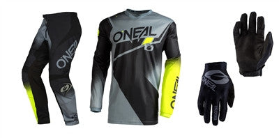 Oneal 2022 Element Racewear Grey/Yellow Jersey Pant Matrix Gloves Combo