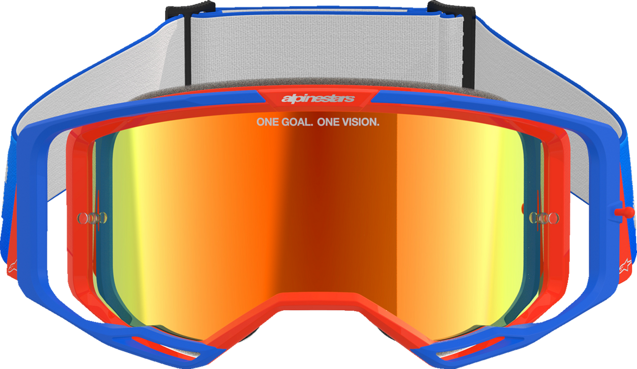 Alpinestars Vision 8 Goggle - Wordmark Blue/Orange - Red Mirror Len