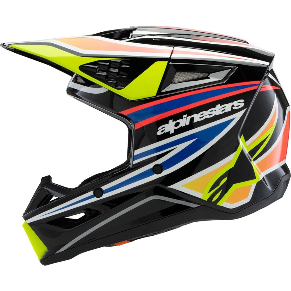 Alpinestars Youth Supertech SM3 Helmet Wurx Black/Yellow Fluo/Blue/Red Gloss