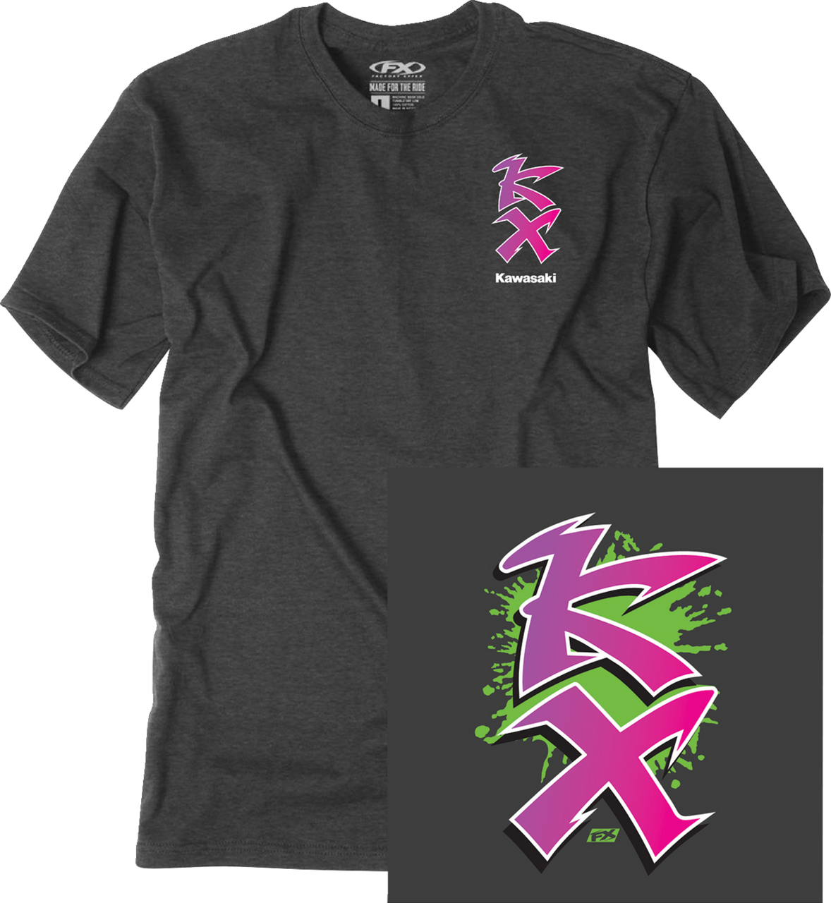 Factory Effex Kawasaki Retro KX T-Shirt Heather Charcoal