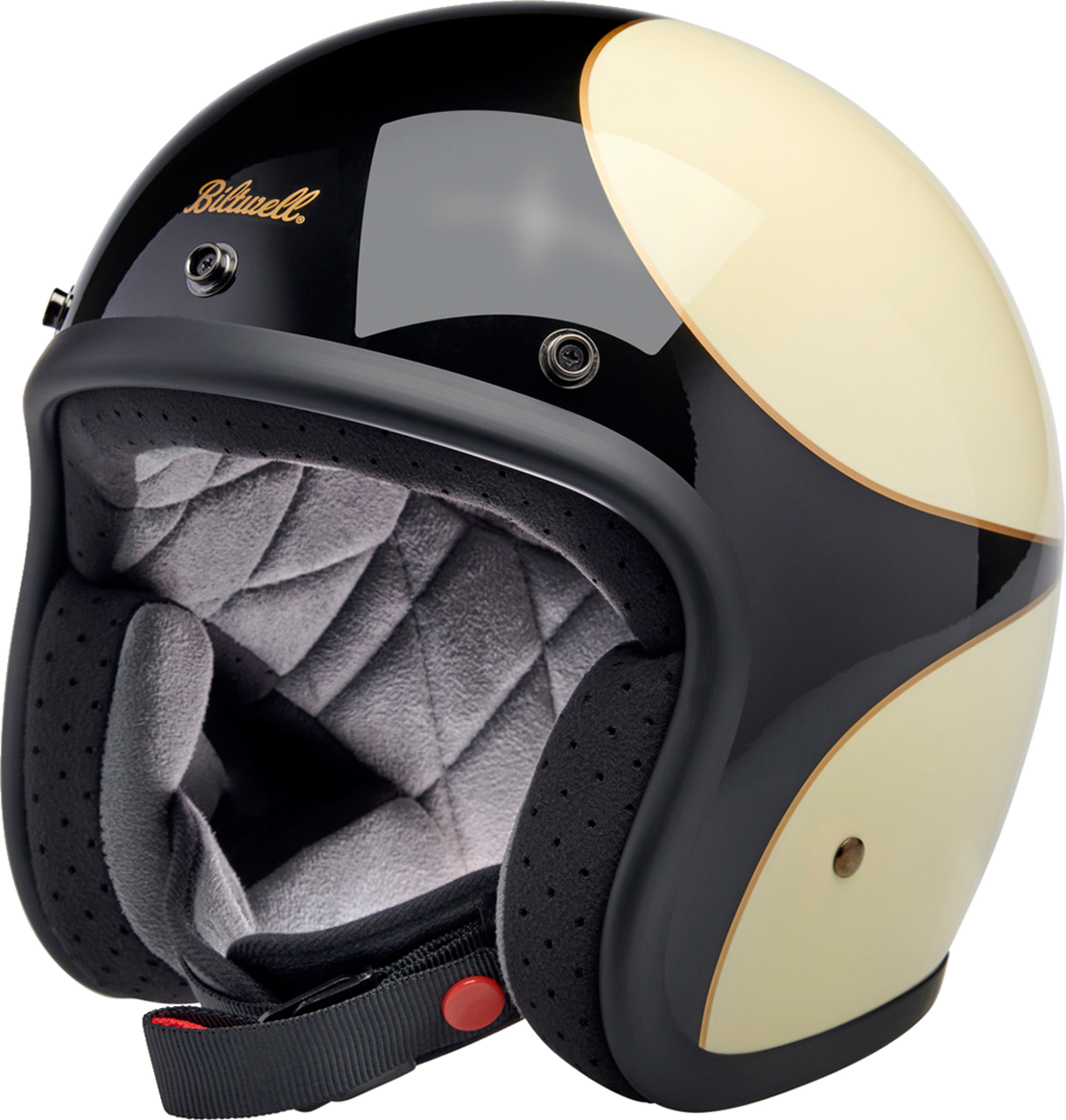 Biltwell Bonanza Open Face Helmet Gloss Vintage White/Black Scallop