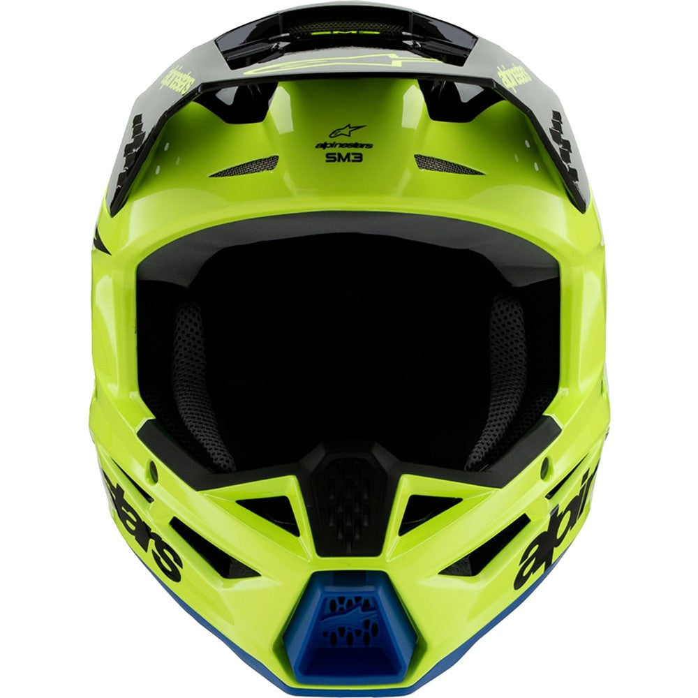 Alpinestars Youth Supertech SM3 Helmet Radium Yellow Fluo/Black/Blue Gloss