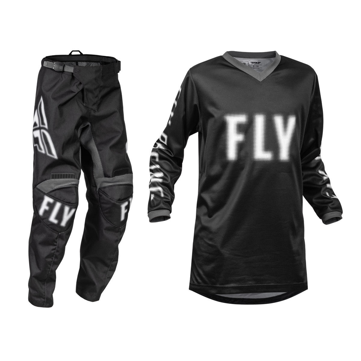 FLY Racing 2024 Youth F-16 Jersey Pant Combo Black/White