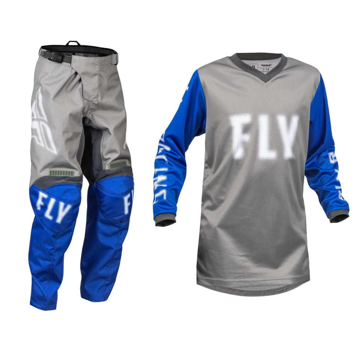 FLY Racing 2024 Youth F-16 Jersey Pant Combo Grey/Blue