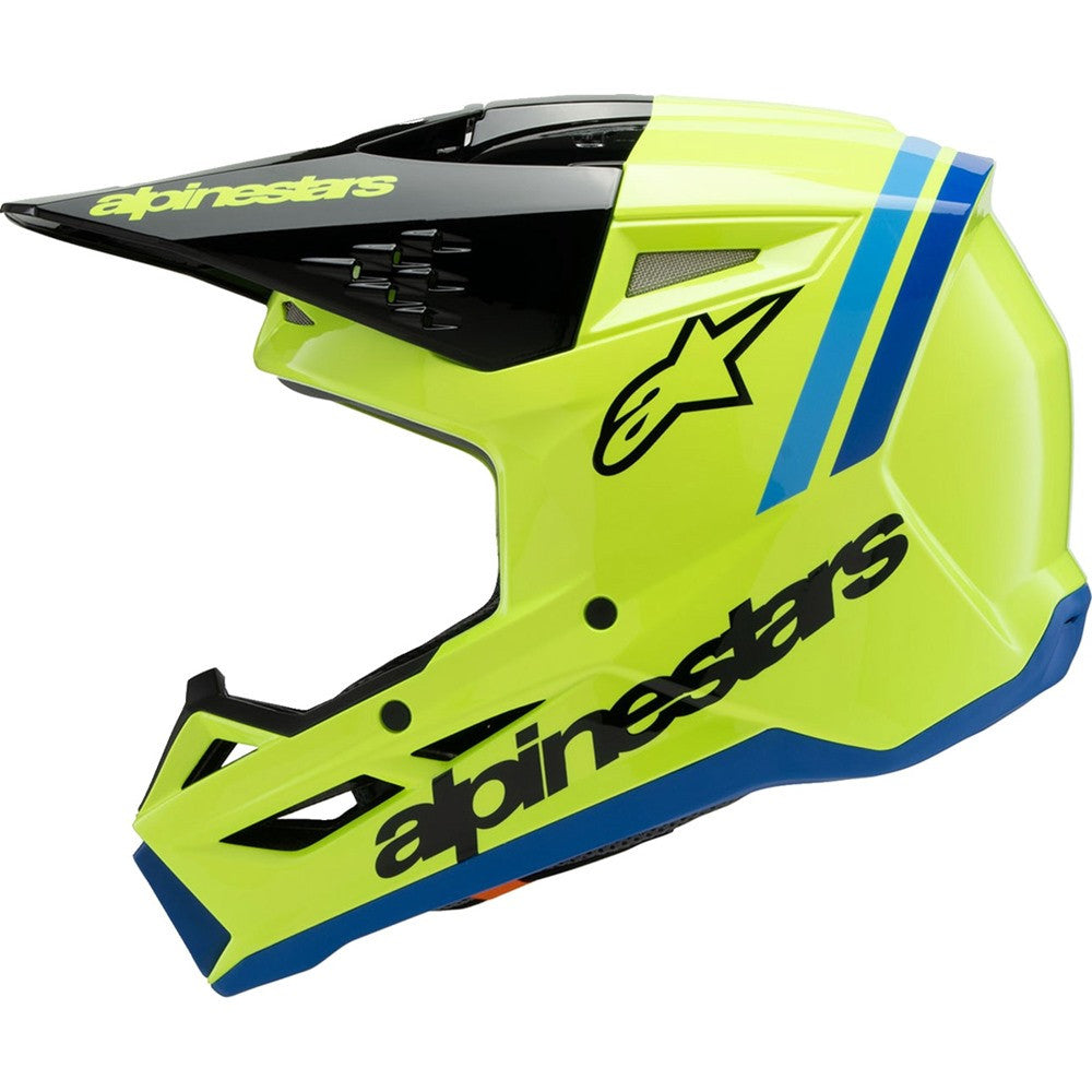 Alpinestars Youth Supertech SM3 Helmet Radium Yellow Fluo/Black/Blue Gloss