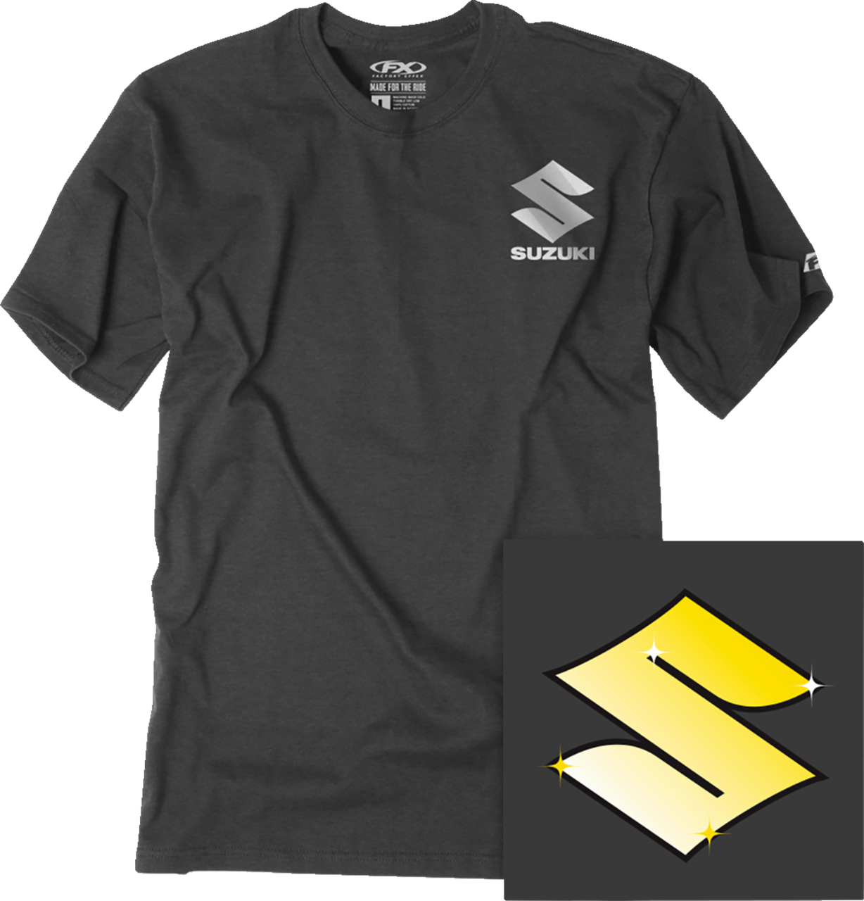Factory Effex Suzuki Bling T-Shirt Heather Charcoal