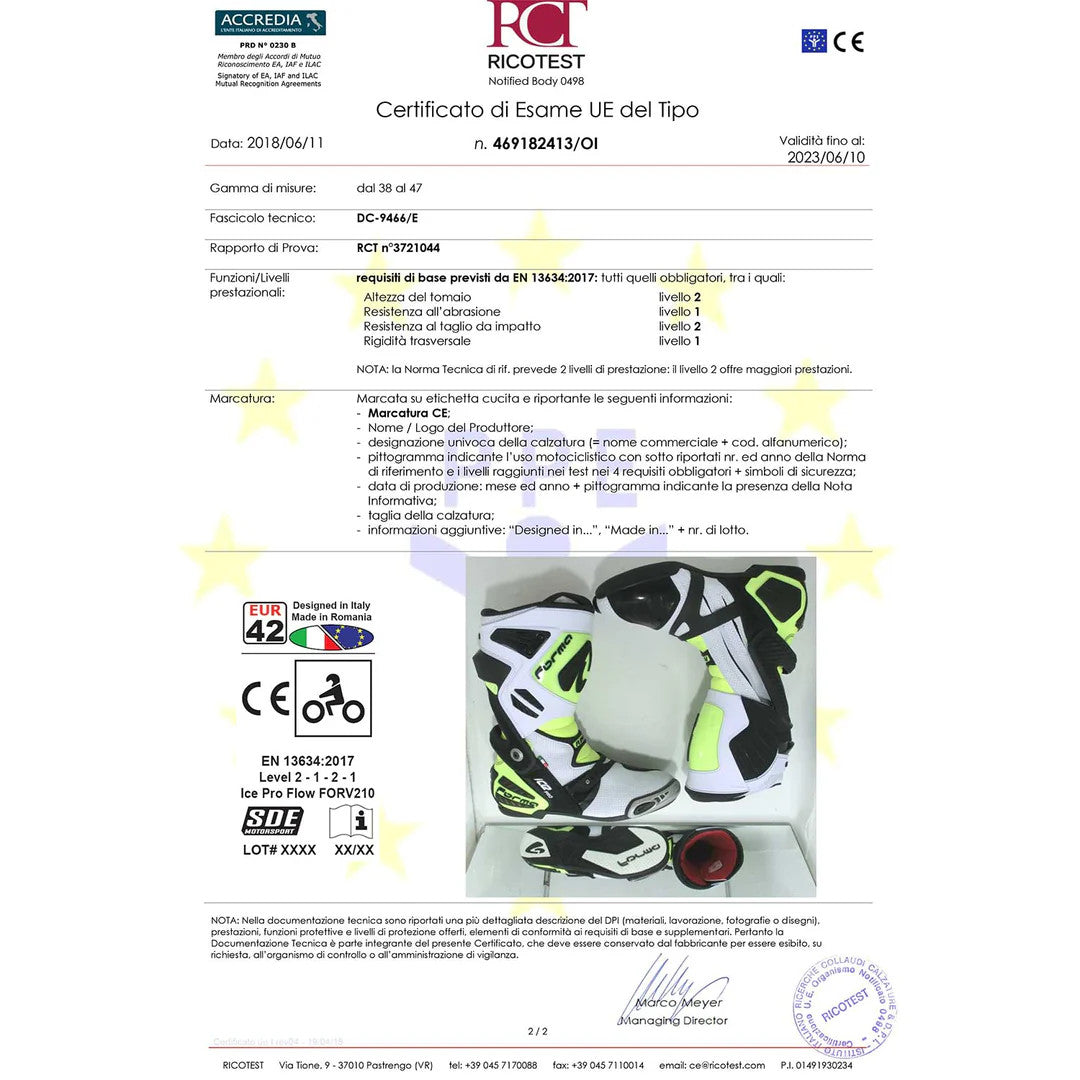 Forma Ice Pro Flow Racing Sport Boots Neon/White/Black