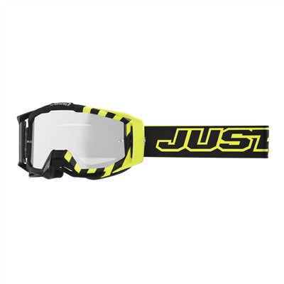 Just1 Iris Offroad Goggle - Stripe Yellow w/Mirror Silver Len