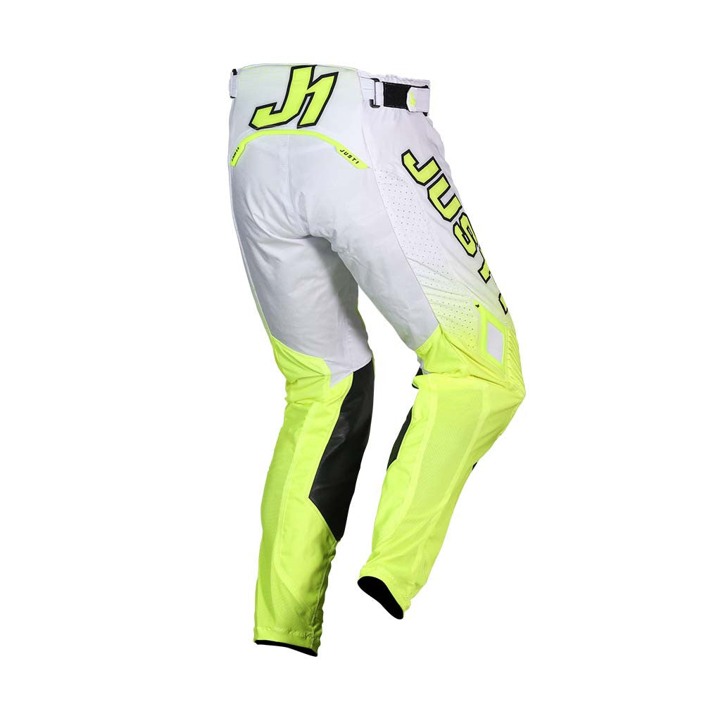 JUST1 2025 Moto Flex 2.0 Jersey Pant Combo White Transition Yellow Fluo