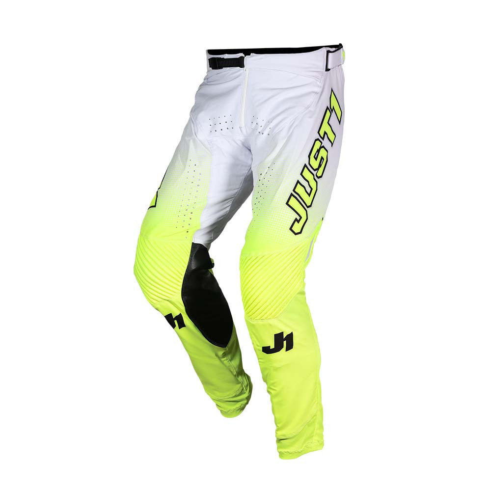 JUST1 2025 Moto Flex 2.0 Jersey Pant Combo White Transition Yellow Fluo