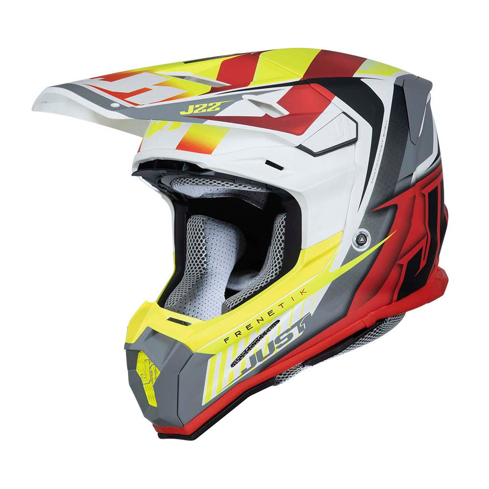 Just 1 J22F Frenetik Offroad Helmet Fire Fluo Yellow/Red/White