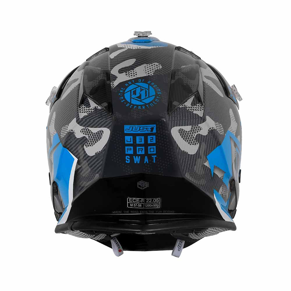 JUST1 Youth J32 Camo Offroad Helmet Gloss Black/Camo Fluo Blue