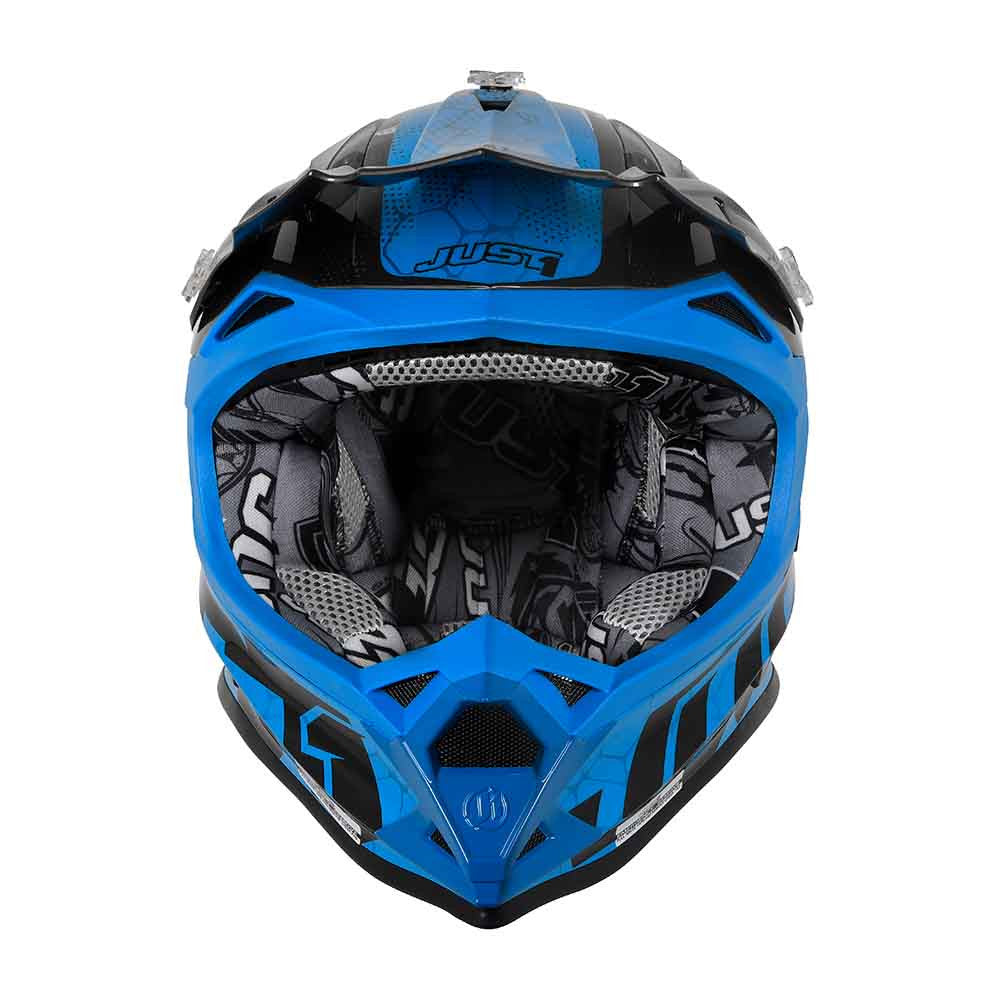 JUST1 Youth J32 Camo Offroad Helmet Gloss Black/Camo Fluo Blue