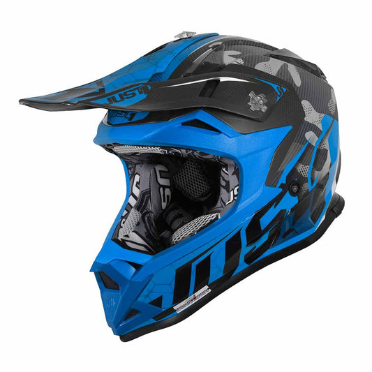 JUST1 Youth J32 Camo Offroad Helmet Gloss Black/Camo Fluo Blue