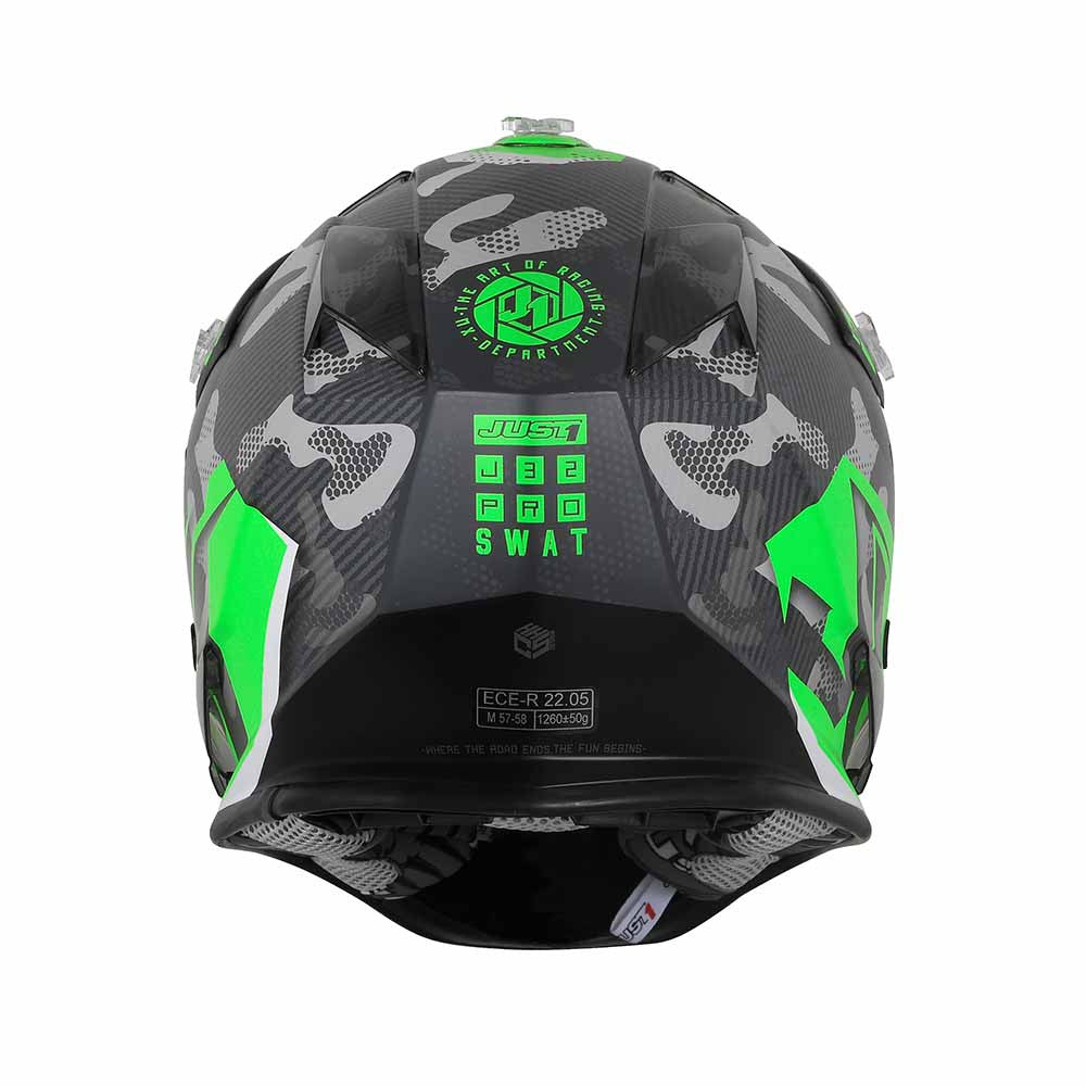 JUST1 Youth J32 Camo Offroad Helmet Gloss Black/Camo Fluo Green