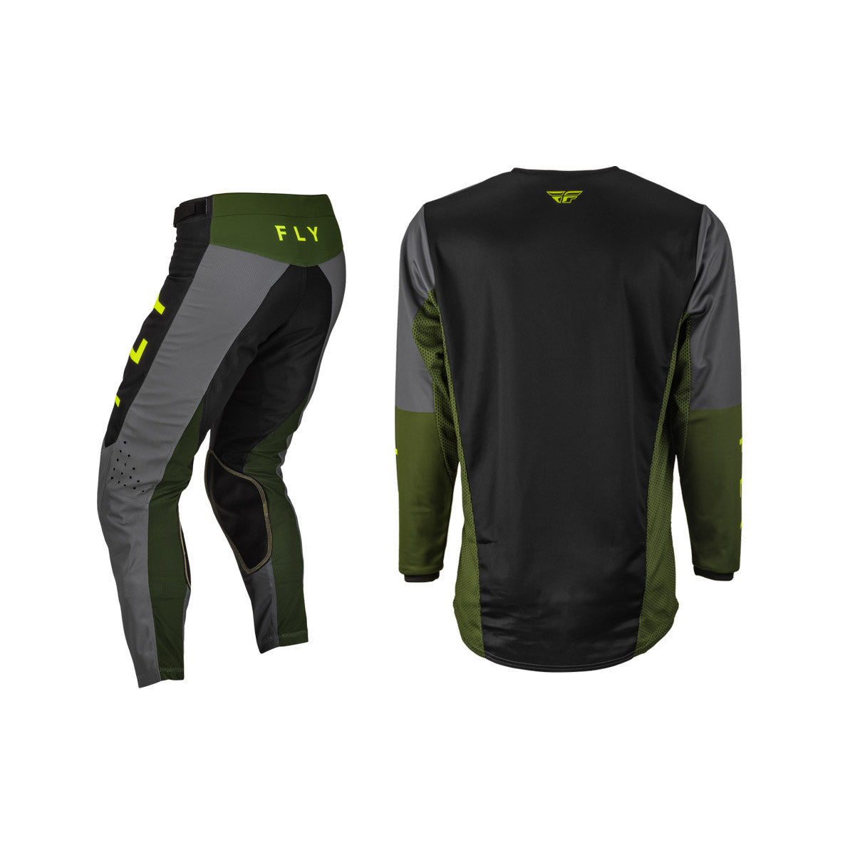 FLY Racing 2023 Kinetic Jet Jersey Pant Combo Black/Olive Green/Hi-Vis