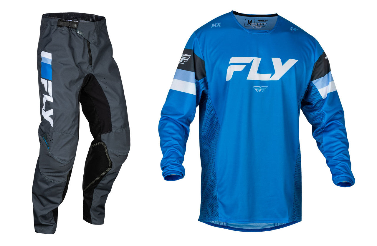 FLY Racing 2024 Kinetic Prix Jersey Pant Combo Bright Blue/Charcoal/White
