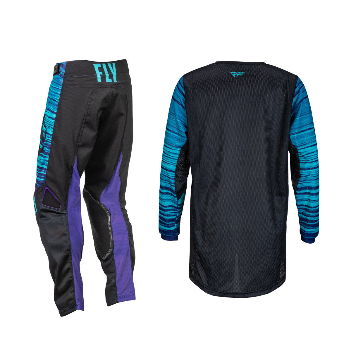 FLY Racing 2023 Youth Kinetic Mesh Jersey Pant Combo Black/Blue/Purple