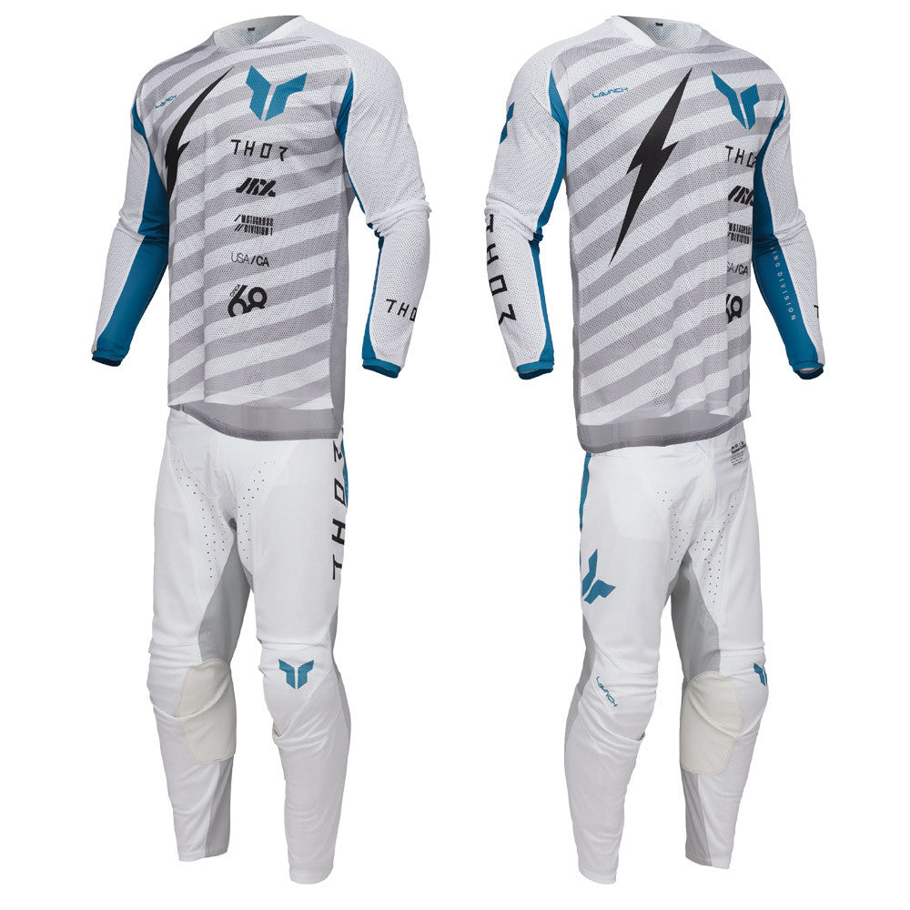Thor 2025 LAUNCHMODE Vented Raid Jersey Pant Combo White/Gray