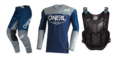 O'NEAL 2022 Mayhem Hexx Blue/Grey Jersey Pant Chest Protector Combo