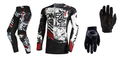 Oneal 2022 Mayhem Scarz Black Jersey Pant Matrix Gloves Combo