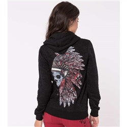 Metal Mulisha Womens Break Free Burnout Zip Fleece - Black