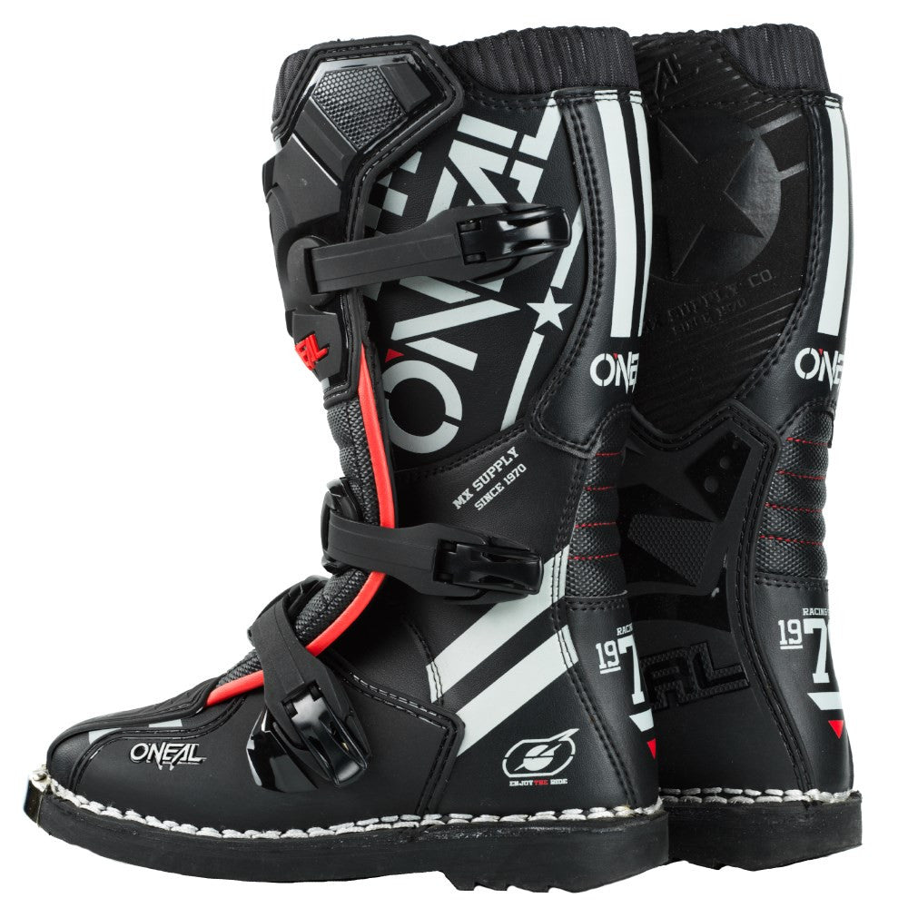 Oneal 2025 Youth Element Squadron Boots - Black/White/Red