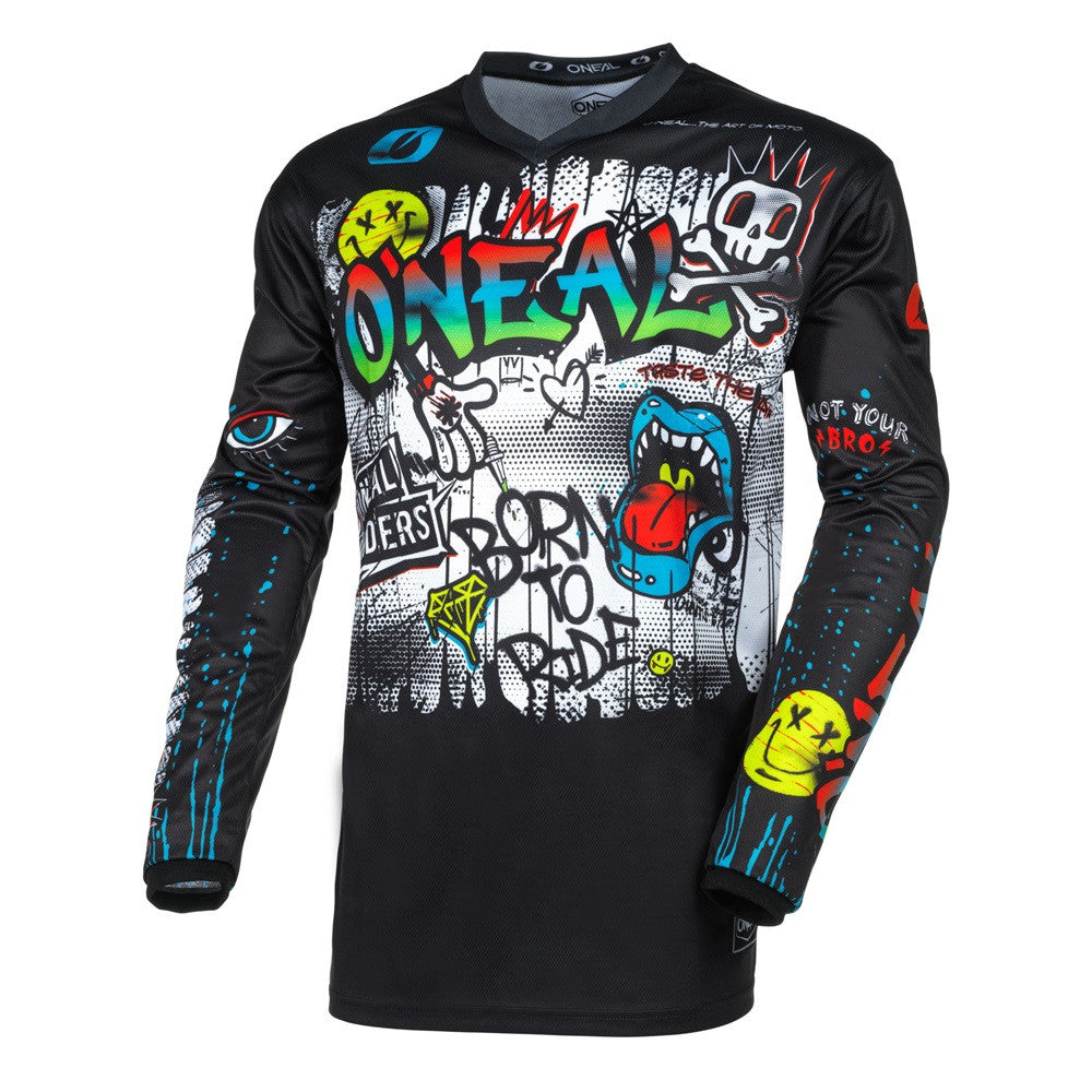 O'Neal 2024 Element Rancid Jersey Pant and Offroad 2 SRS Helmet Combo Black/White