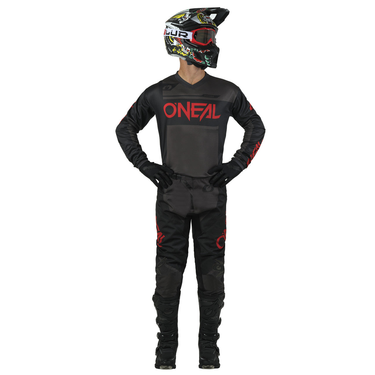 O'Neal 2025 Youth Element Racewear Jersey Pant Combo Black/Gray/Red