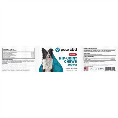 cbdMD Paw CBD Dog Soft Chew 30 Count Hip and Joint 300mg - Bacon Flavor