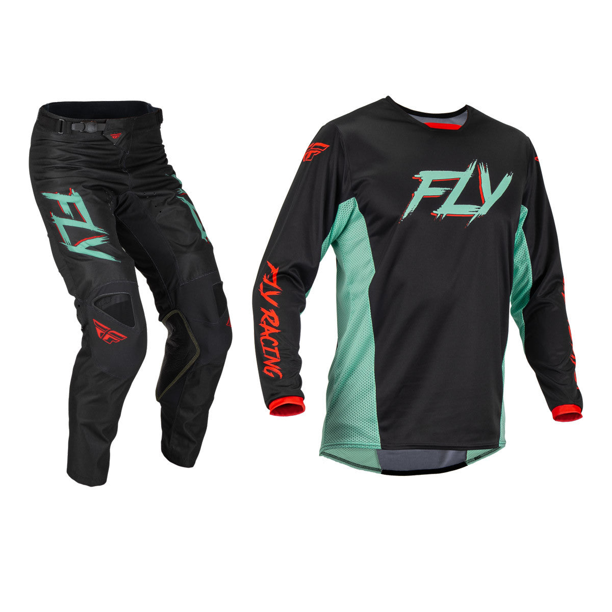 FLY Racing 2023 Kinetic S.E. Rave Jersey Pant Combo Black/Mint/Red
