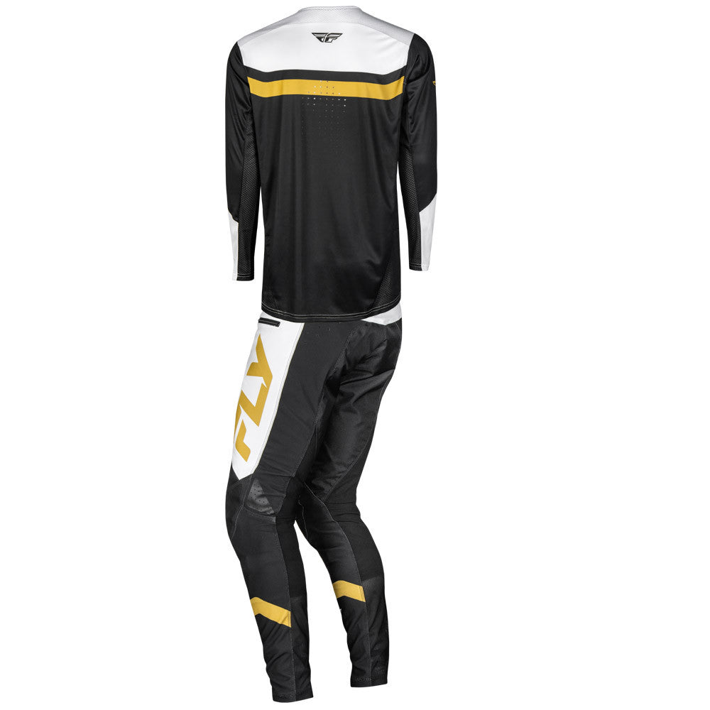 FLY Racing 2025 Youth Rayce Bicycle Jersey Pant Combo White/Black/Gold